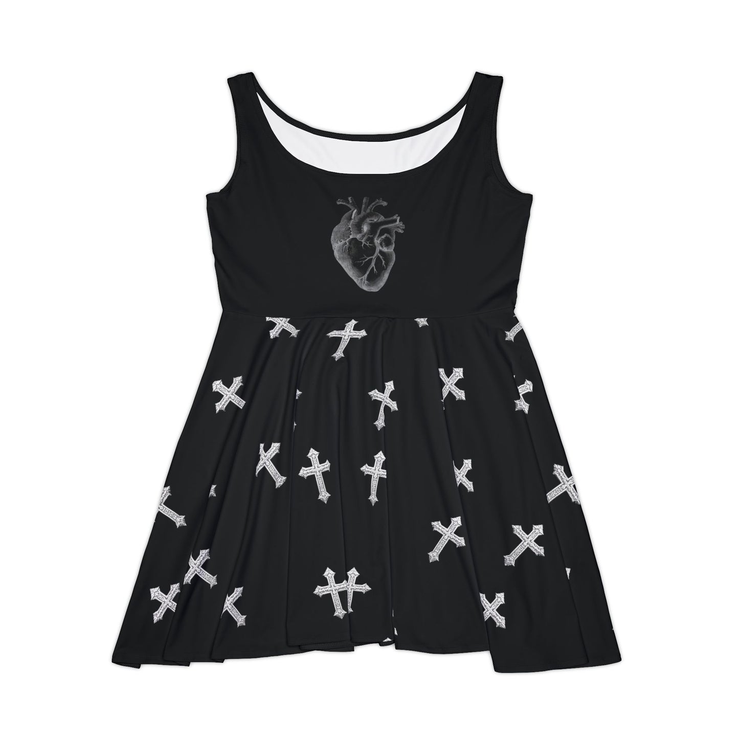 Gothic Crossed Heart Skater Dress