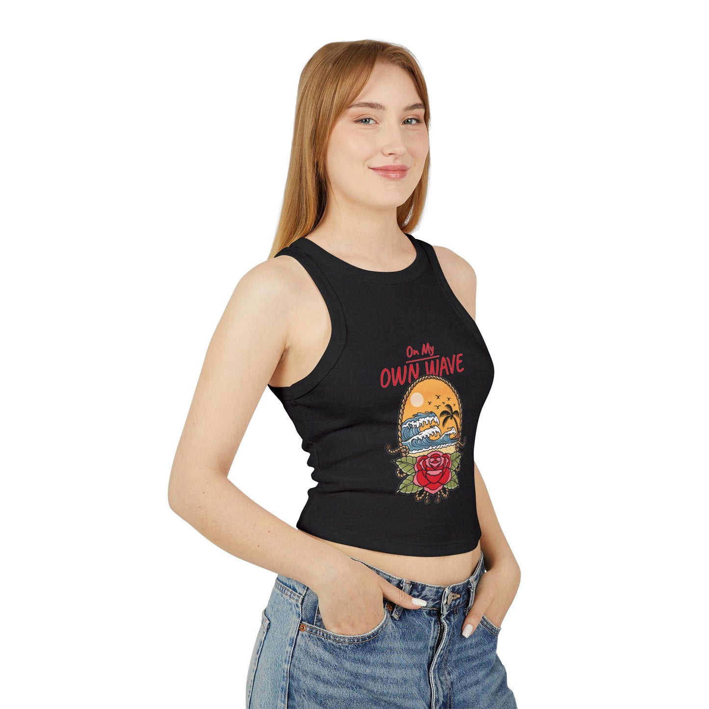 On My Own Wave Micro Rib Tank Top