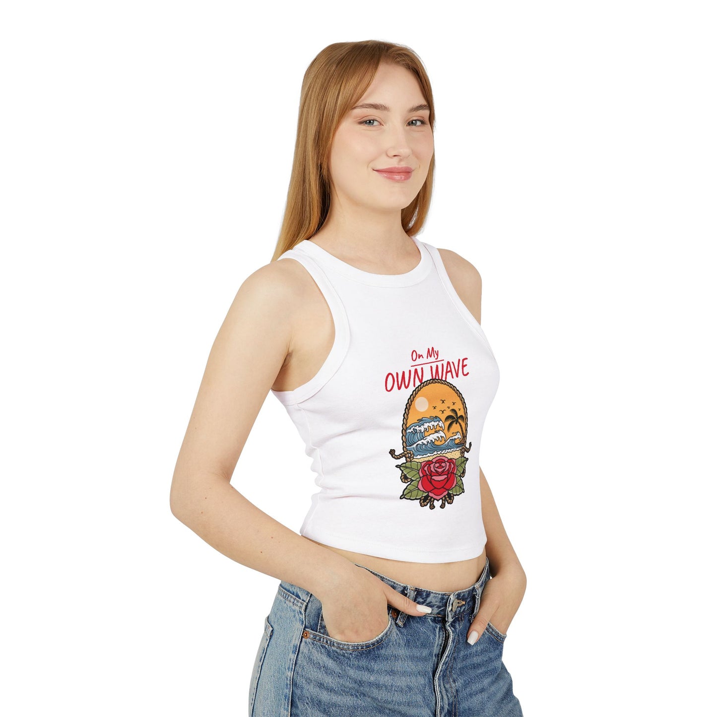On My Own Wave Micro Rib Tank Top