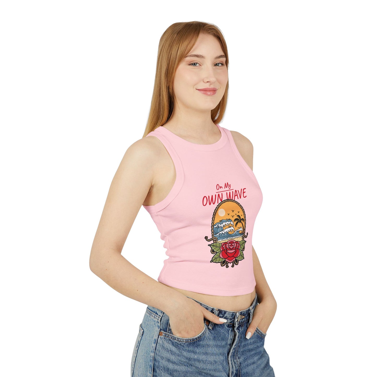 On My Own Wave Micro Rib Tank Top