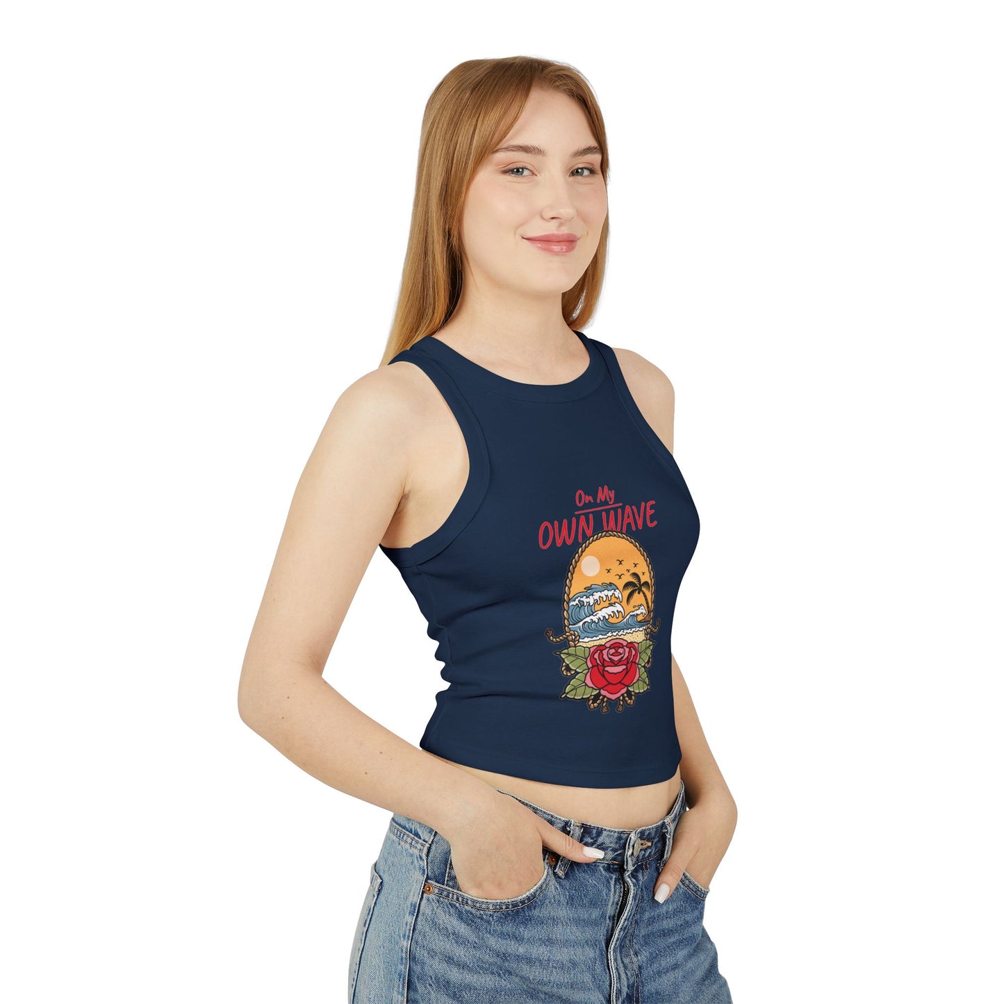 On My Own Wave Micro Rib Tank Top