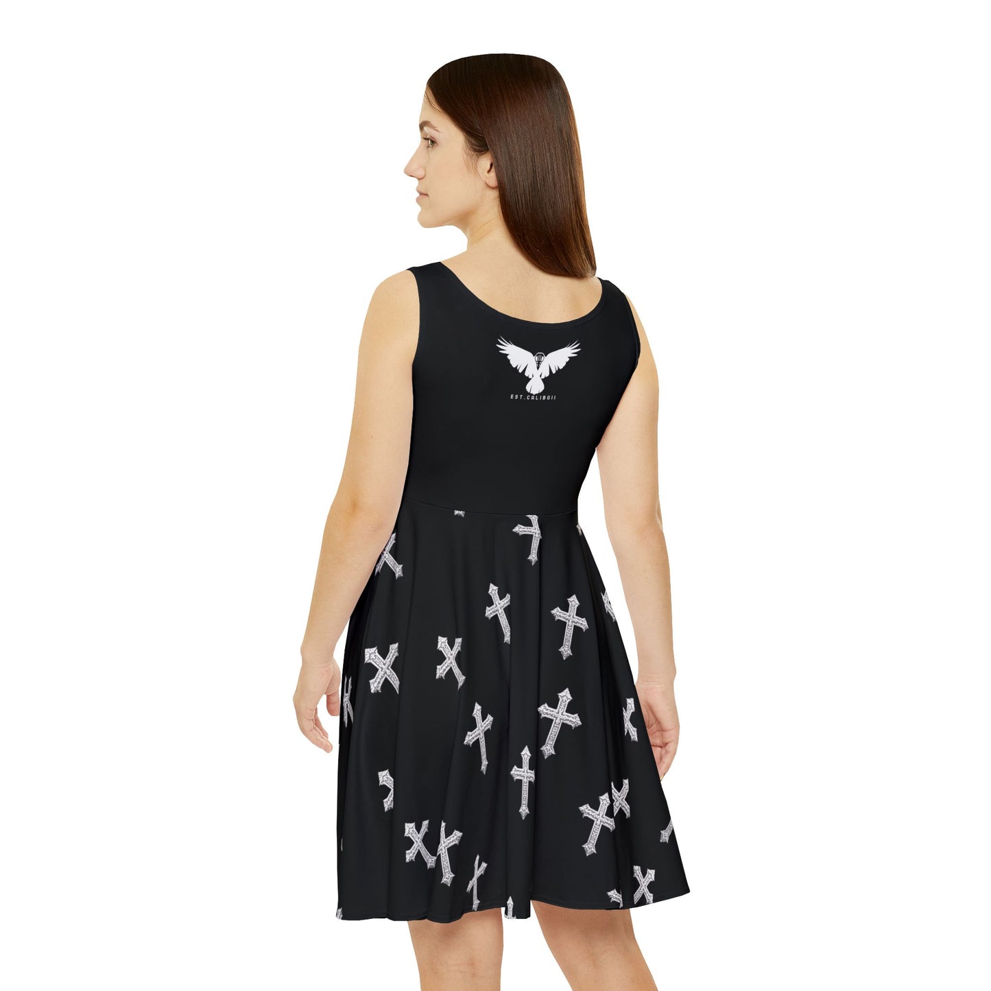 Gothic Crossed Heart Skater Dress